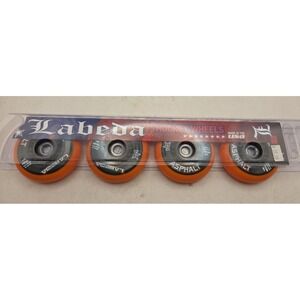 4 PK  LABEDA ASPHALT ORANGE  Inline Roller Hockey Wheels 76mm (RED-BLK-WHITE LBL